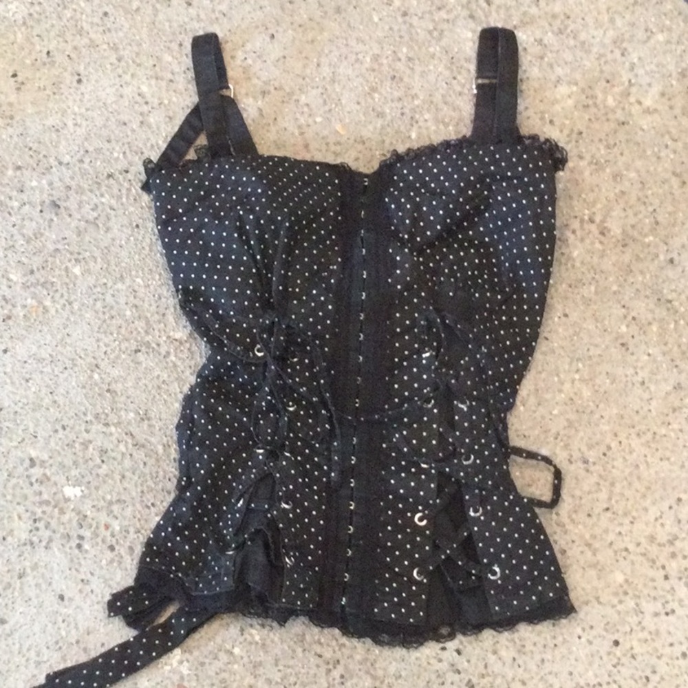 Tripp Black & White Polka Dot Corset XS